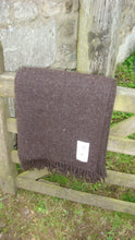 Natural 100% wool Leno throw -dark brown-Cotswold weavers