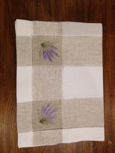 Natural & White poly-linen table runner -Embroidered lavender design-2 sizes
