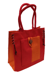 Eco-friendly Jute shopper bag -Red/Tangerine