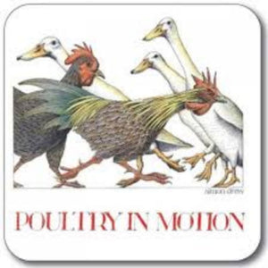 Simon Drew Melamine pot stand-Poultry in motion