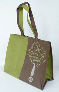 Jute shopping bag. "Love My Planet Earth"