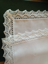 White lace edged linen table runner from McCaws in Norther Ireland - 14" x 52"