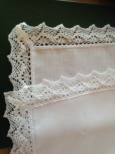 White lace edged linen table runner from McCaws in Norther Ireland - 14