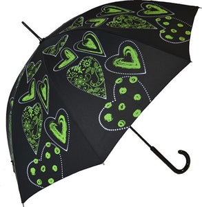 Automatic stick umbrella by "SOAKE"with vibrant hearts pattern-choice 4 colours