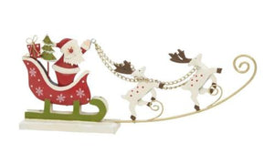 Delightful Metal Christmas decoration - Santa on sleigh - 25cm long
