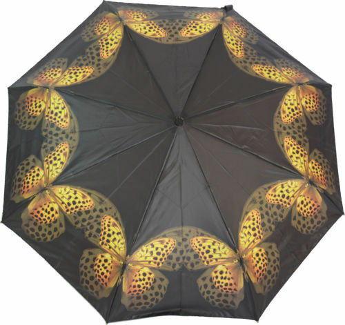 Artbrollies Ladies Compact Folding Umbrella - Yellow Butterfly