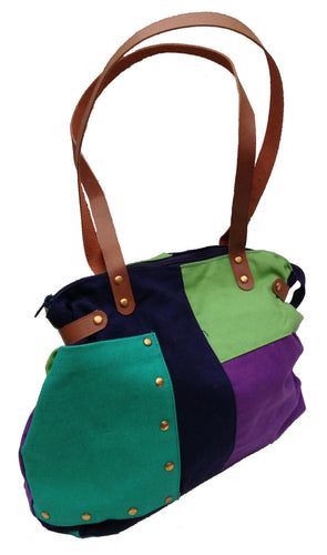 Lime Green/Aubergine cotton Canvas Bag
