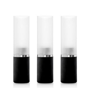 FARO stainless steel/blackpolystone  tea light holders from BLOMUS.Set of 3 or individual.