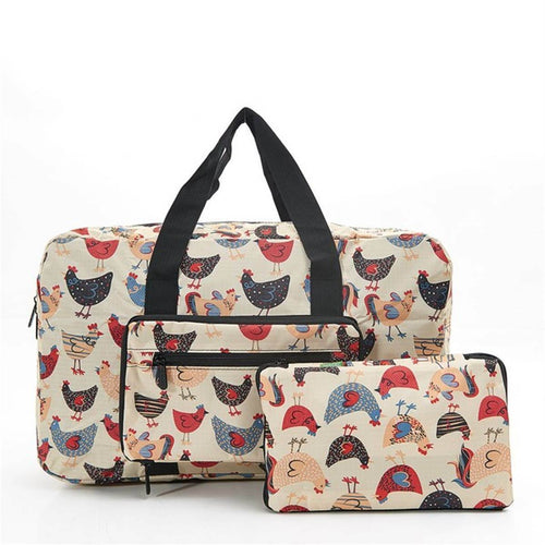 ECO CHIC Foldaway /expandable cabin approved  holdall-Beige Chickens