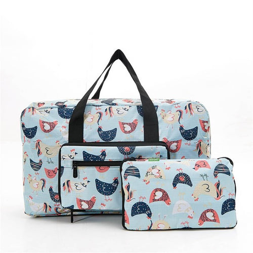 ECO CHIC Foldaway /expandable cabin approved  holdall-Blue Chickens