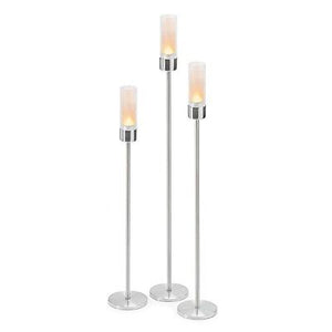 Set of Three stainless steel & glass FARO tea light holders by BLOMUS. 65054
