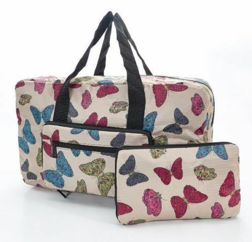 ECO CHIC Foldaway /expandable cabin approved  holdall-Beige Butterfly