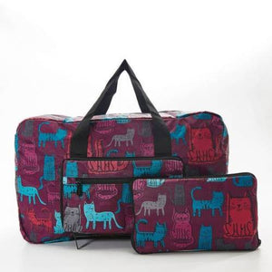 ECO CHIC Foldaway /expandable cabin approved  holdall-Purple Cat