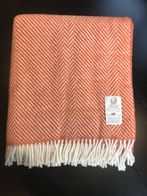 Shetland chevron 100% wool throw from Cotswold woollen Weavers-Coral