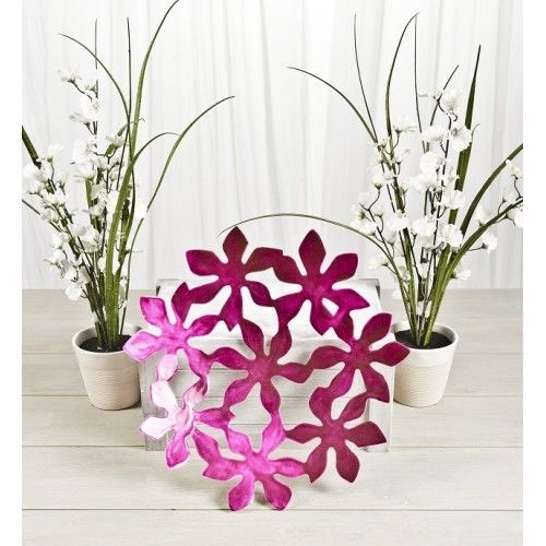 Enamel Aluminium Flower Cut out Dish- Fuschia glitter finish 34cm