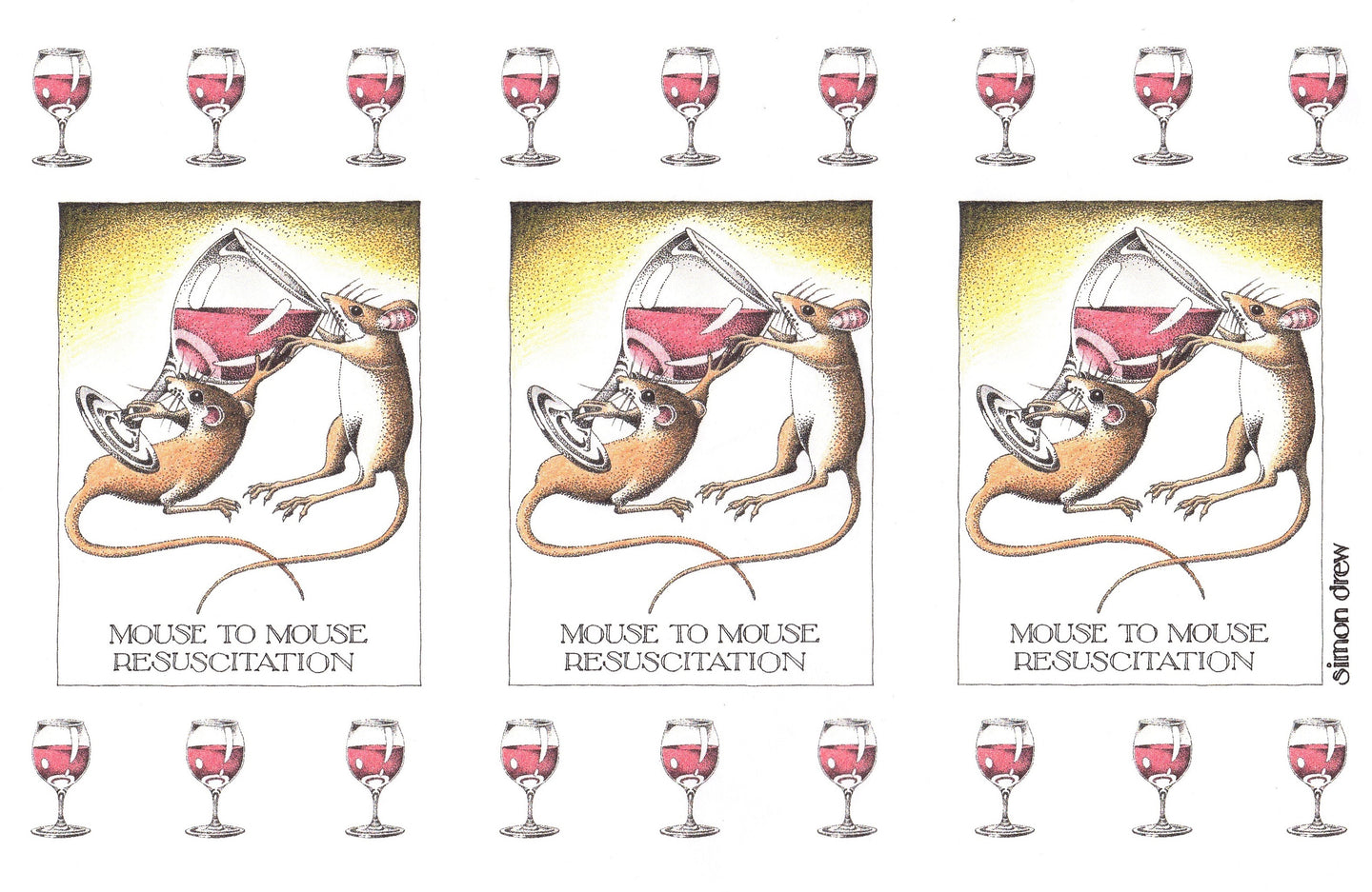 Simon Drew Tea Towels-Mouse to Mouse Resuscitation