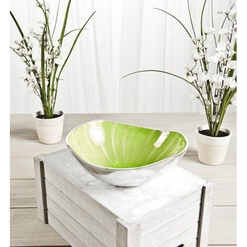 Enamel Aluminium glitter effect Bowl. LIME  23x31x8 cm