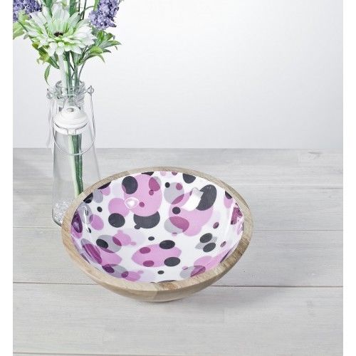 Handcrafted Enamelled Wood Bowls from Petti Rossi- PINK DOTS-2 sizes